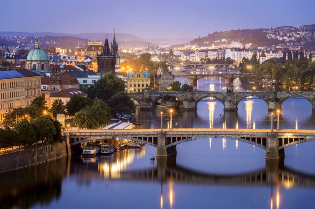 Blue Hour, Bridges, Vltava River, Prague, Czechia